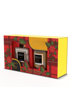 AREON Gift Set, Vanilla Reed Diffuser 150 ml & Vanilla Black Scented Candle