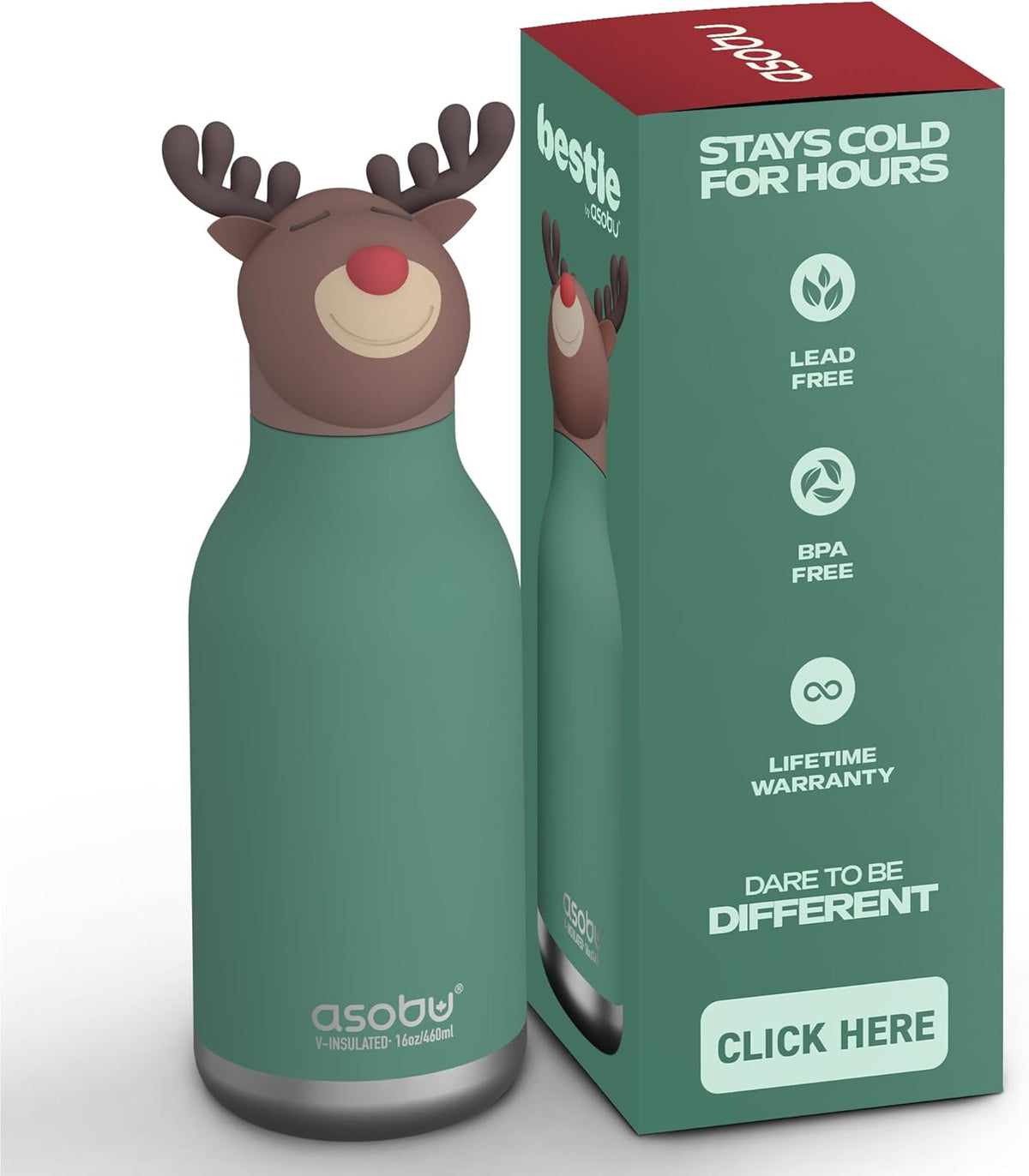 ASOBU Bestie Insulated Stainless Steel Water Bottle – Reindeer