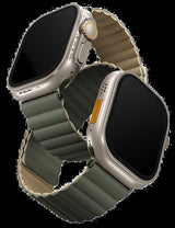 UNIQ Revix Reversible Magnetic Apple Watch Strap 49/45/44/42mm - (Moss Green/ Tan)