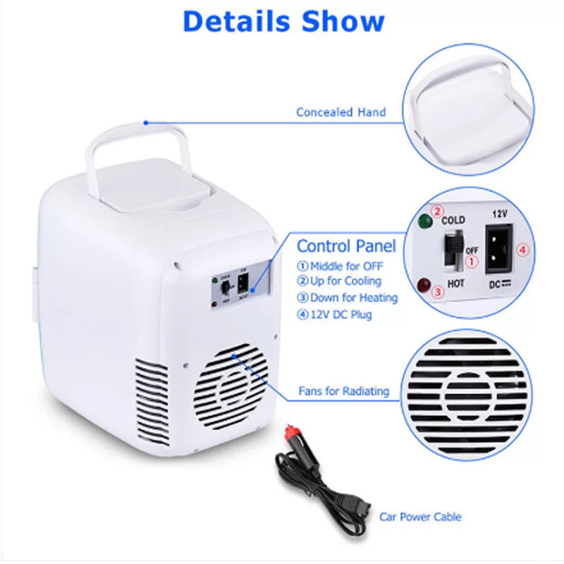 ثلاجة سيارة صغيرة محمولة لتبريد المشروبات والأطعمة بسعة 4 لتر