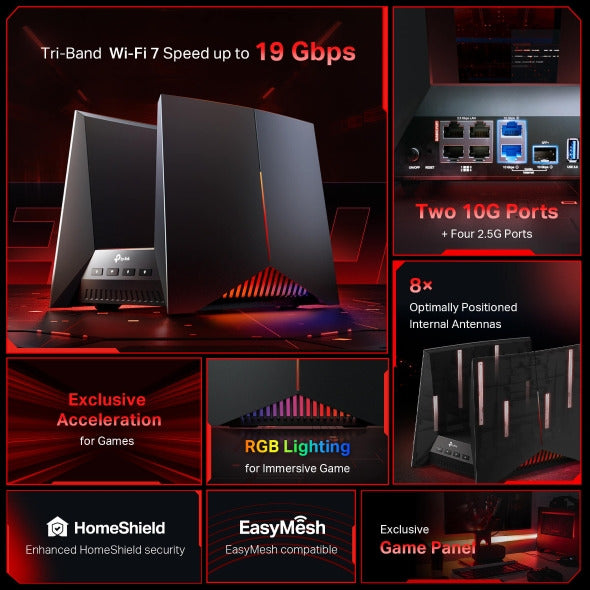 TP-Link Archer GE800 | Wi-Fi 7 Tri-Band Gaming Router 19Gbps