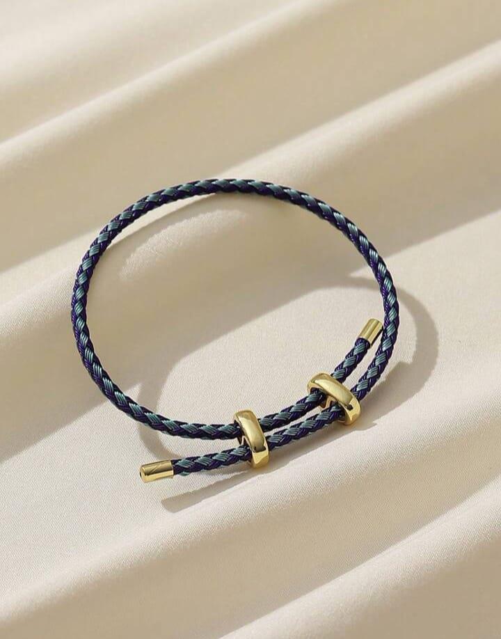 PU Rope Bracelet Solid color alloy belt school style adjustable bracelet for women jewelry making