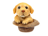 Madame Coco Andreline Trinket – Cute Puppy with Straw Hat Figurine in Warm Coffee & Cream Tones