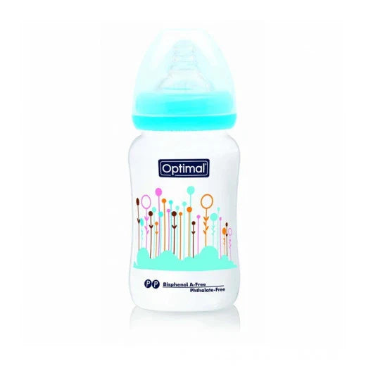 Optimal Wide Neck Feeding Bottle 240ml – Blue, Pink, White