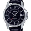 Casio MTP-V004L-1c Men's Stainless Steel Leather Band Black Dial Date Watch