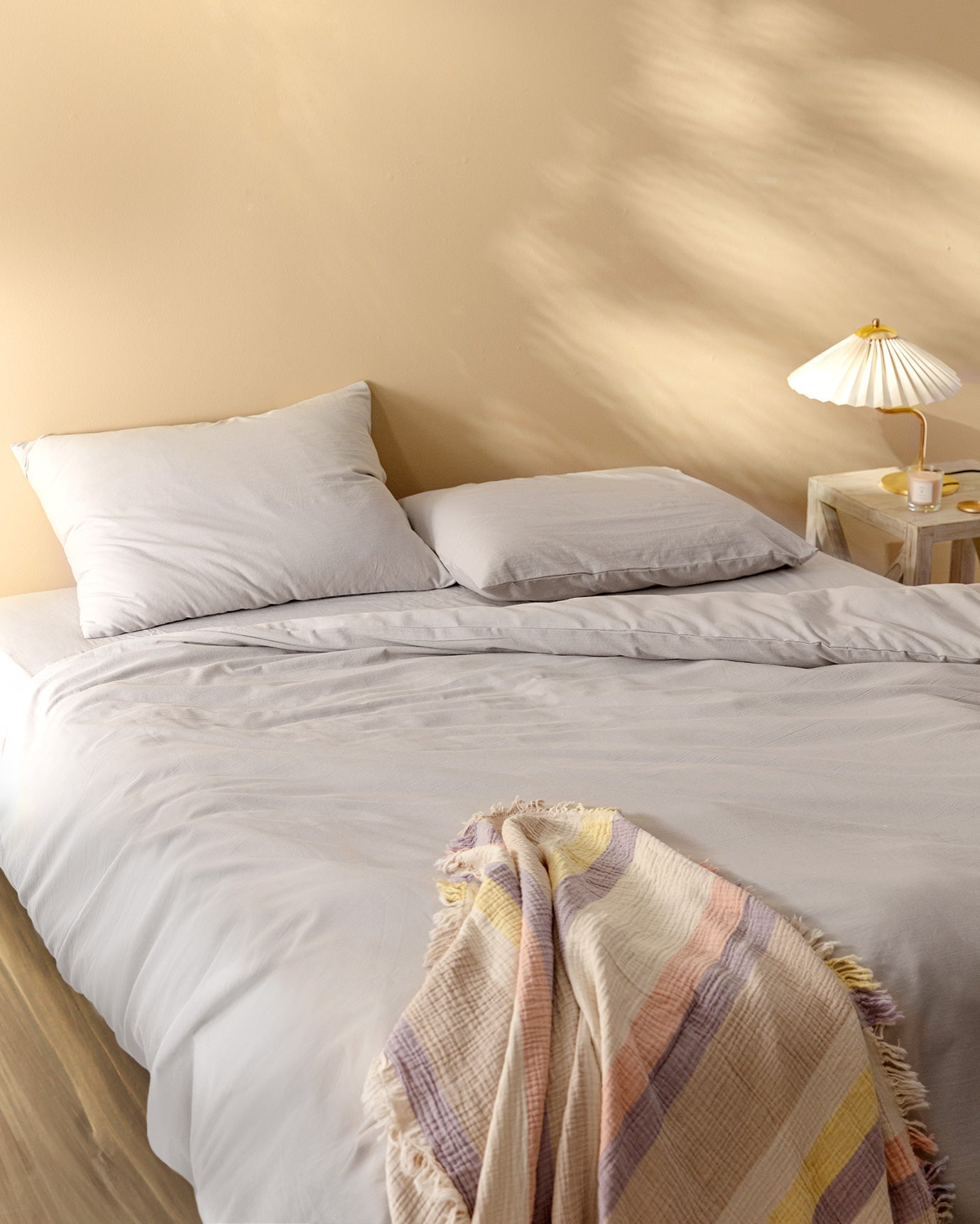 Carla Single Size Fitted Washed Duvet Cover Set - Madame Coco JO