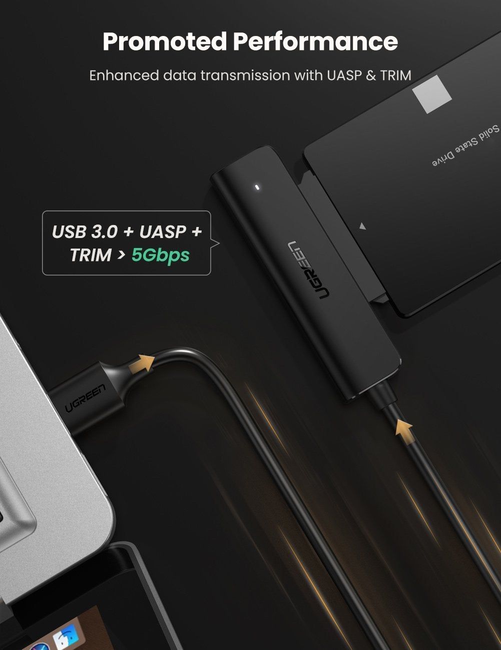 محول USB-A إلى SATA مقاس 2.5 بوصة من UGREEN بطول 50 سم 70609