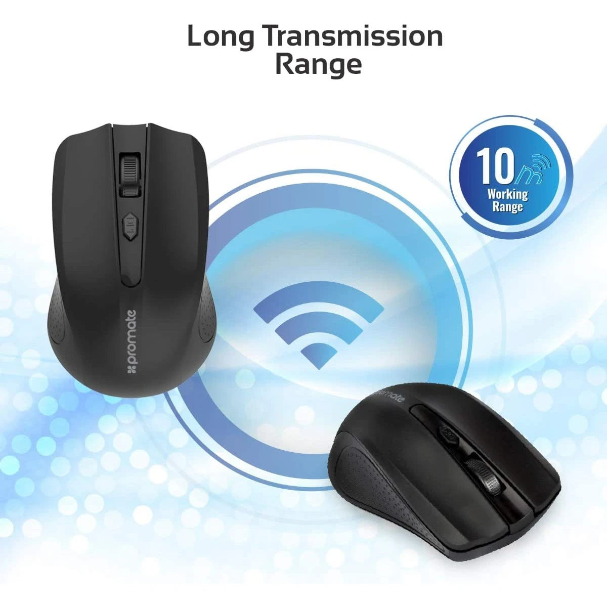 Promate Clix-8 Portable Optical Wireless Mouse with USB Nan Receiver 10m Working Distance, Auto Sleep Function