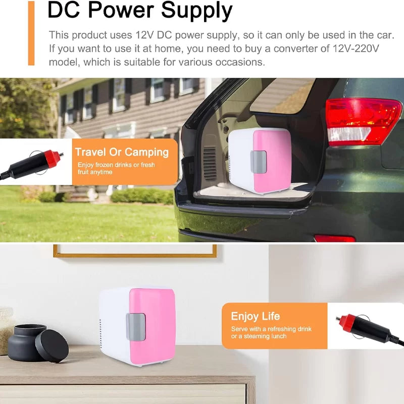 ثلاجة سيارة صغيرة محمولة لتبريد المشروبات والأطعمة بسعة 4 لتر