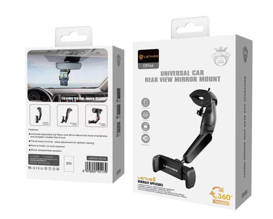 حامل هاتف للسيارة LENYES CR146 – أسود، تثبيت مغناطيسي