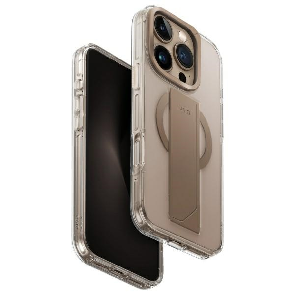 UNIQ Hybrid iPhone 16 Pro (2024) 6.3 MagClick Charging Eleva with Vertical Stand - Taupe Gold