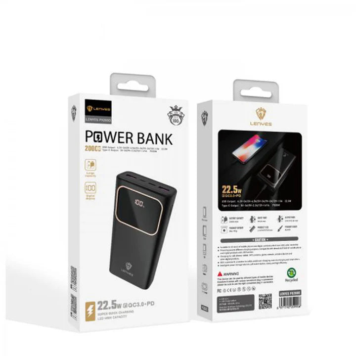 باور بانك Lenyes PX188D 10000mAh شحن سريع ومنافذ متعددة