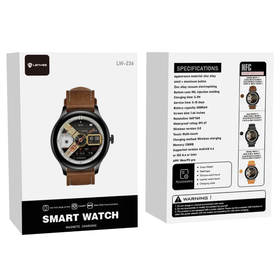 Lenyes LW-236 ساعة ذكية – تصميم عملي ومزايا صحية متقدمة