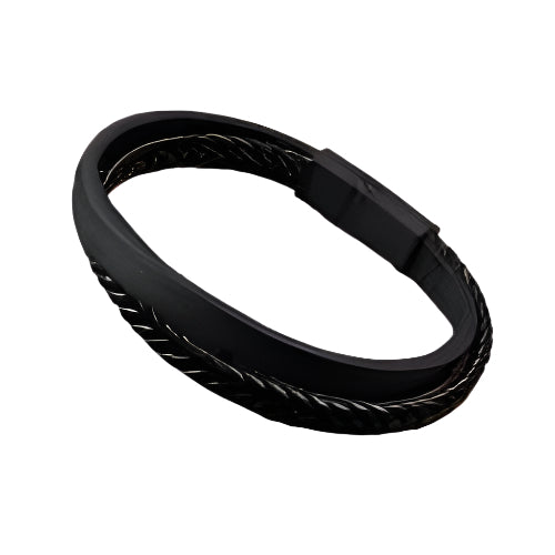 سوار رجالي عصري وشائع بتفاصيل مضفرة من مادة البولي يوريثان كهدية مجوهرات ولمظهر أنيق