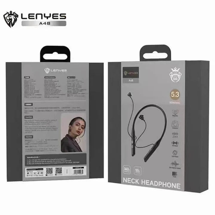 Lenyes A48 – Wireless Neckband Headset with Hi-Fi Audio & 24h Battery