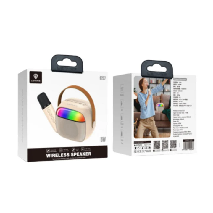 LENYES S227 Karaoke Speaker – Wireless Mic, Deep Bass & LED Lights