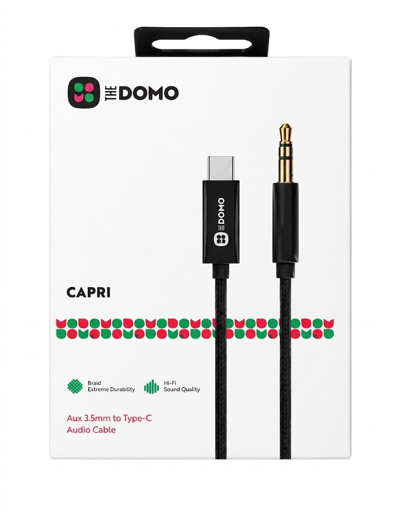 DOMO CAPRI Aux 3.5mm to Type-C Audio Cable - Black