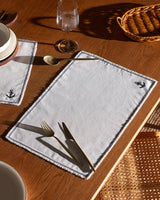 Madame Coco Ancre Placemat Set of 2 by Madame Coco – Modern Table Mats in White & Navy