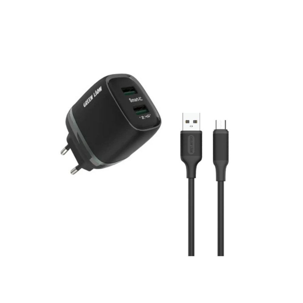 Green Lion 12W Dual USB Wall Charger + 1m Type-C Cable