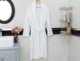Madame Coco Roesia Shawl Collar Women's Bathrobe – Soft Robe in White & Beige