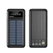 Solar Power Bank 10000mAh with LED Light and Built-in Cables