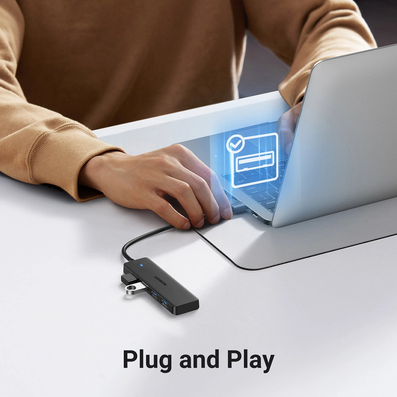 يوجرين USB Hub 4 منافذ بتصميم فائق النحافة – موديل 25851