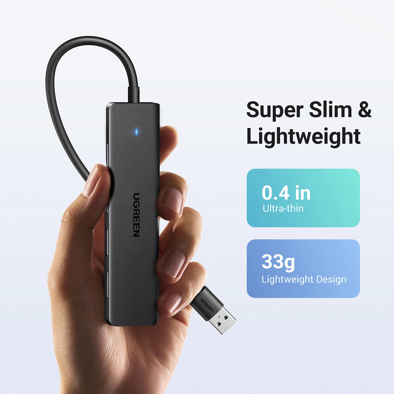 يوجرين USB Hub 4 منافذ بتصميم فائق النحافة – موديل 25851