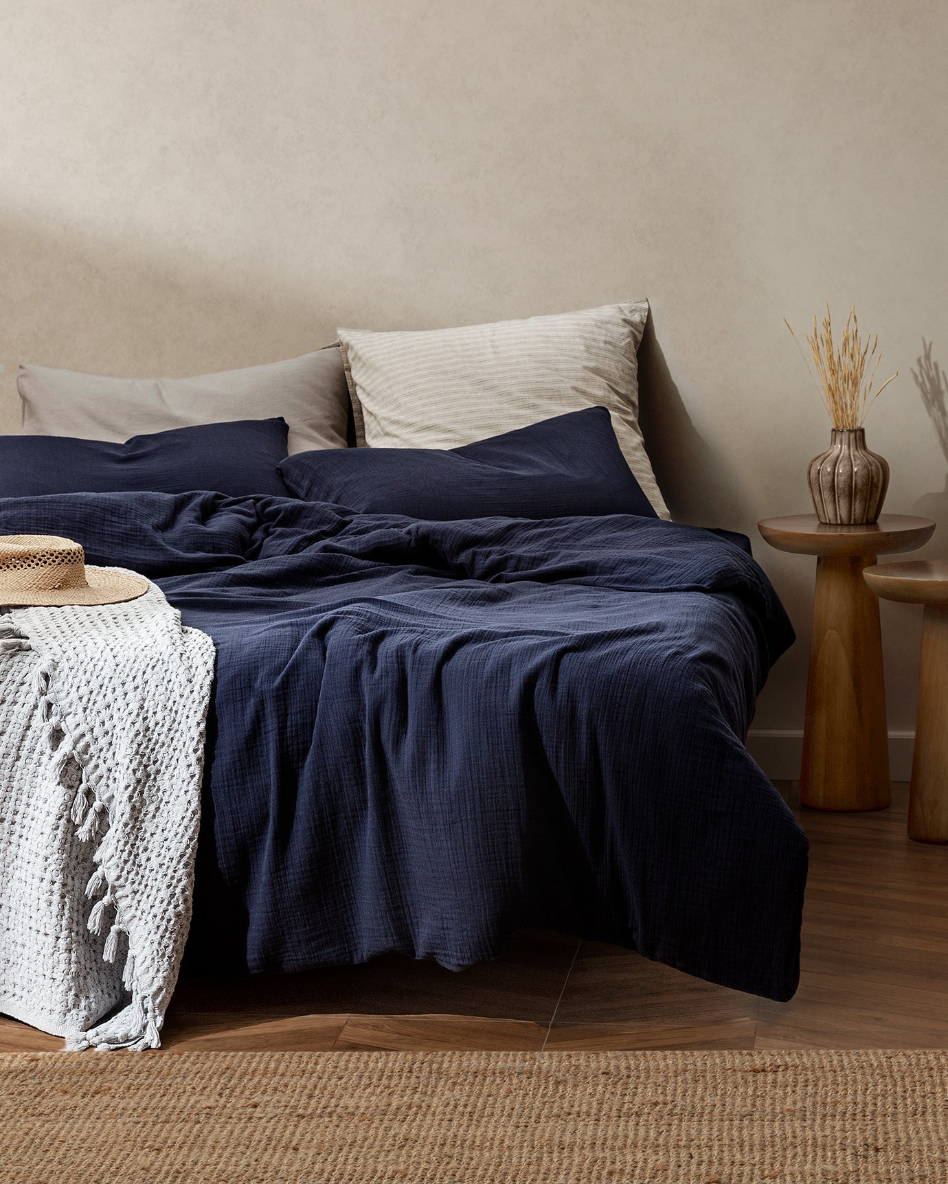 Marla Muslin Superking Size Duvet Cover Set - Fitted - Madame Coco JO