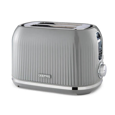 Geepas Fluted 2-Slice Toaster, 6 Browning Levels, Grey GBT36558UK-GR