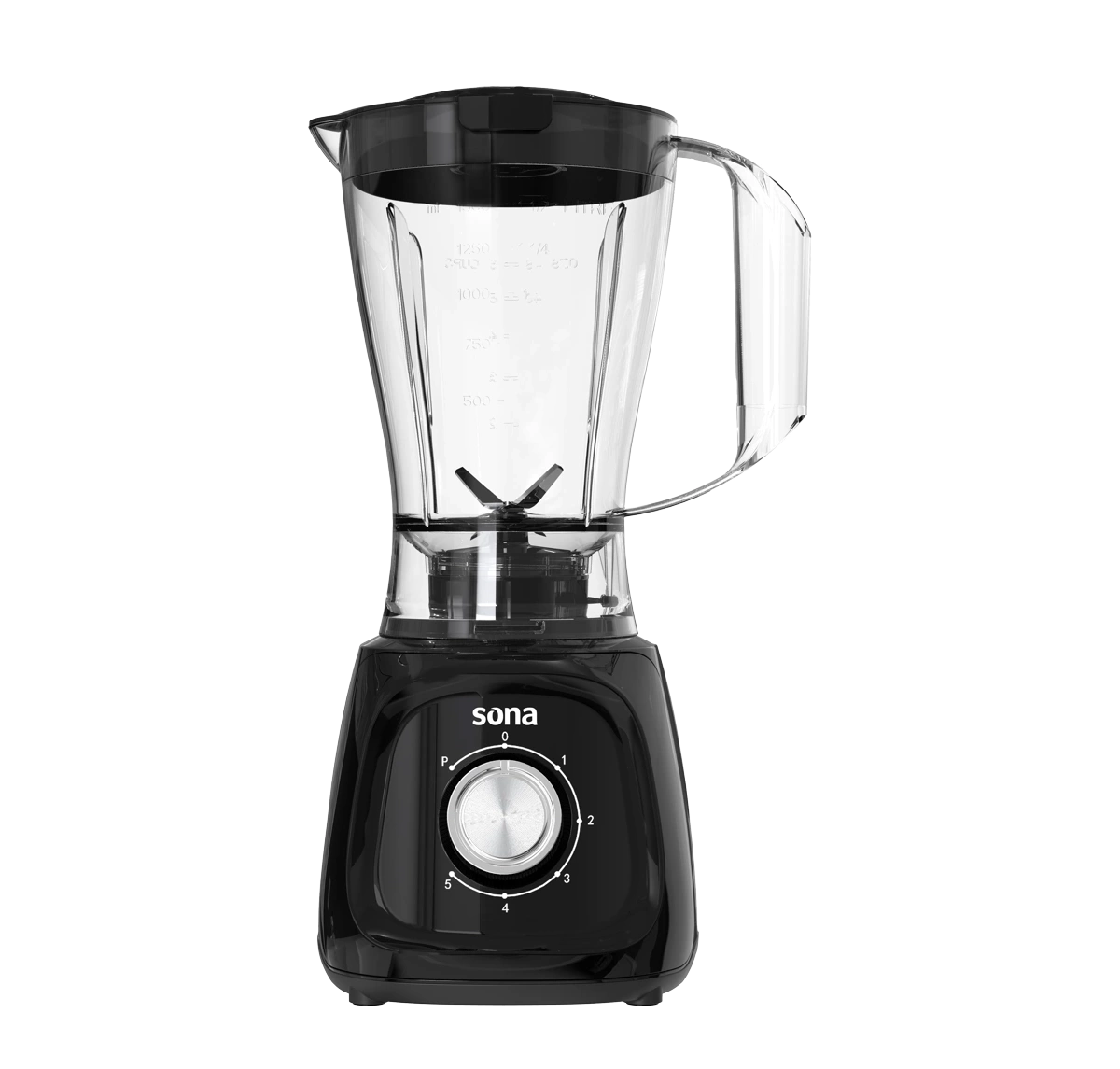 خلاط سونا 600 واط مع مطحنة وفرّامة 1.5 لتر – أسود