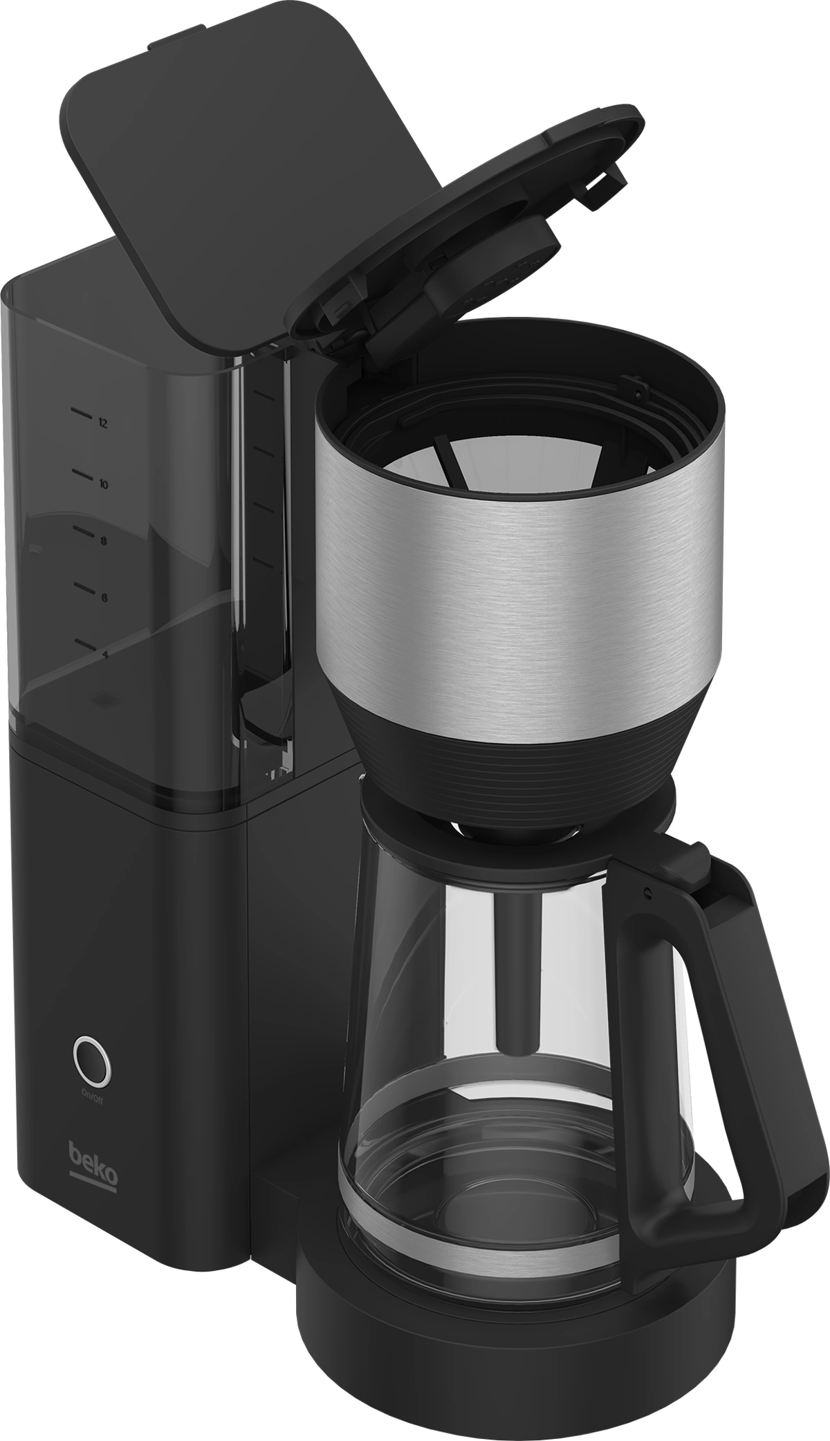 ماكينة صنع القهوة الأمريكية بيكو 1000 واط، 10 أكواب، إبريق زجاجي