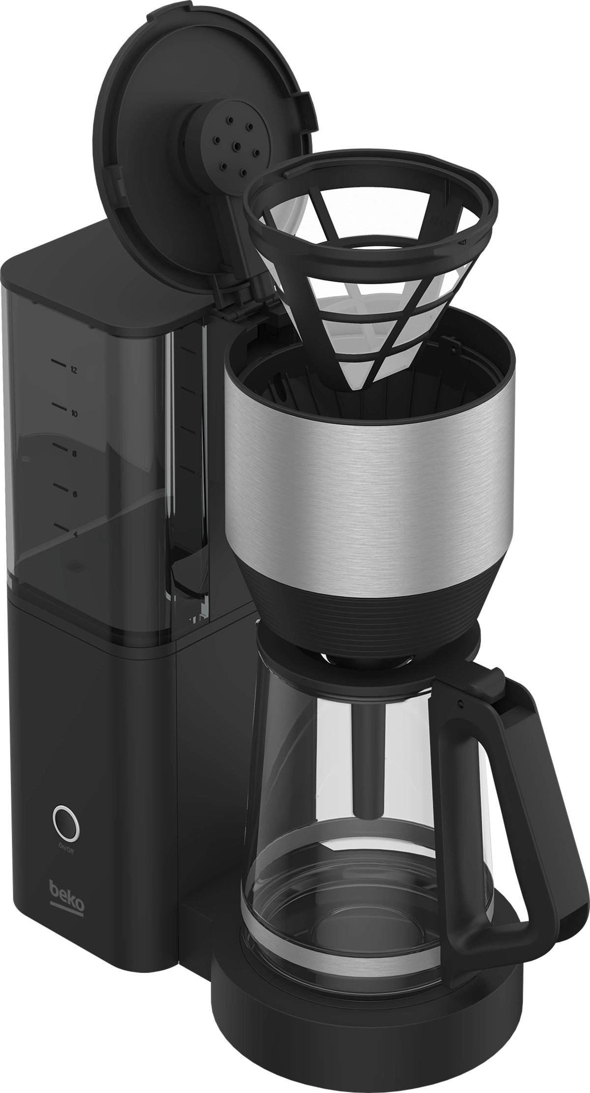 ماكينة صنع القهوة الأمريكية بيكو 1000 واط، 10 أكواب، إبريق زجاجي