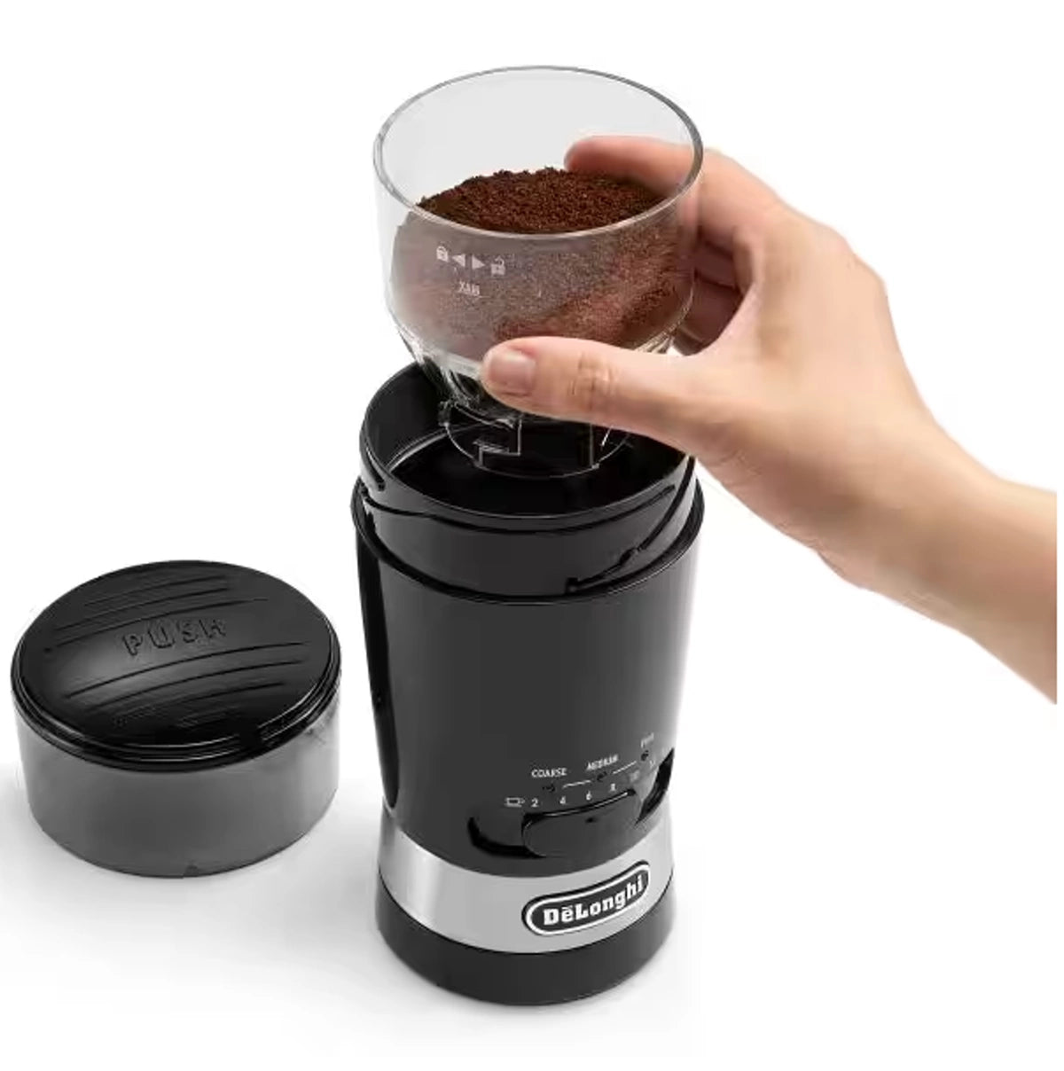 DeLonghi Coffee Grinder - 3 Grind Settings, 90g Capacity