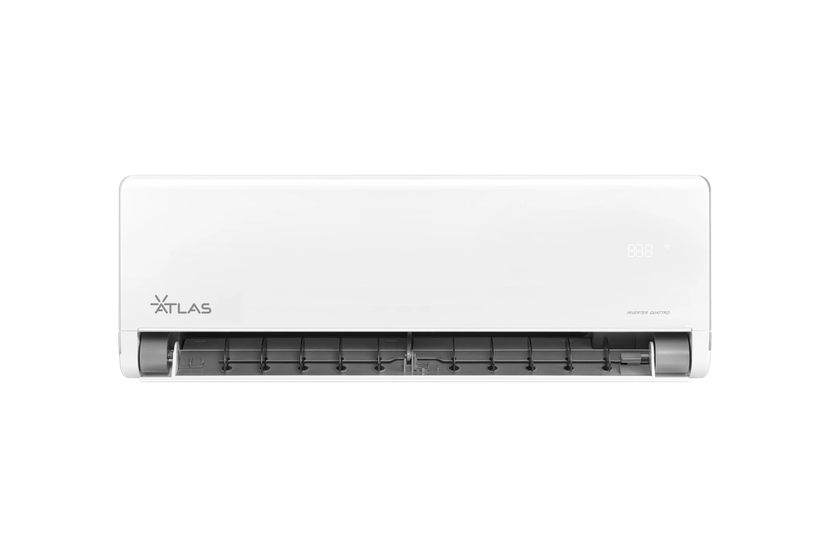 مكيف أطلس 1.5 طن إنفرتر أبيض A++ مع توزيع هواء 180 درجة