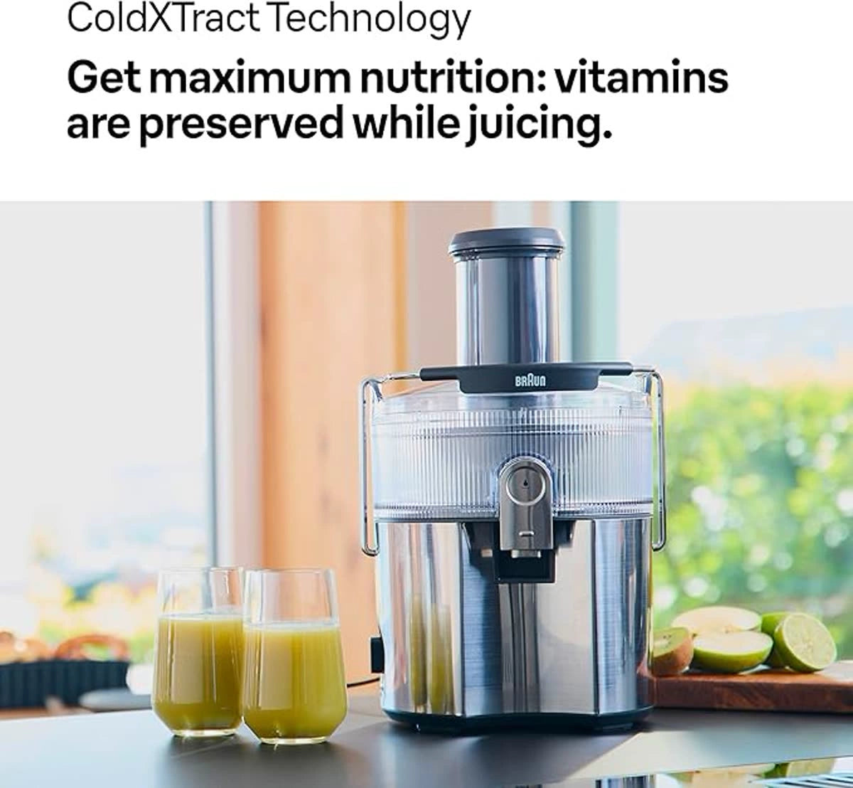Braun MultiJuice 7 Centrifugal Juicer 1000W 2L ColdXtract Technology 2 Speeds Stainless Steel Filter – Grey (SJ7000)