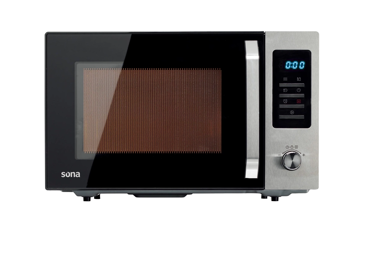 Sona Microwave 34L 1000W 8 Programs 5 Power Levels with Display & Child Lock Silver | EM34LSSH