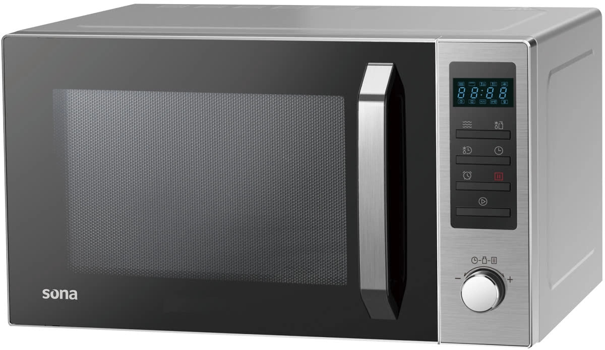 Sona Microwave 34L 1000W 8 Programs 5 Power Levels with Display & Child Lock Silver | EM34LSSH