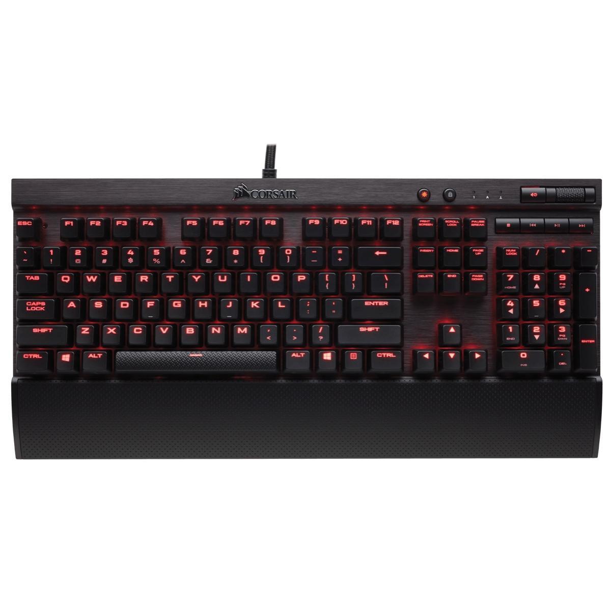 لوحة مفاتيح الألعاب الميكانيكية Corsair K70 RAPIDFIRE ذات الإضاءة الحمراء CHERRY® MX Speed Switch مع مسند للمعصم