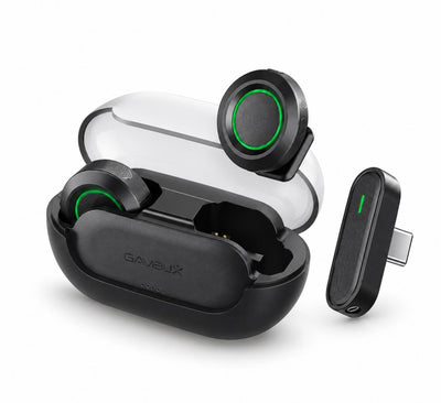 GAMBLIX Vexor Clip-On Wireless Microphone with USB-C Receiver and Charging Case – Black