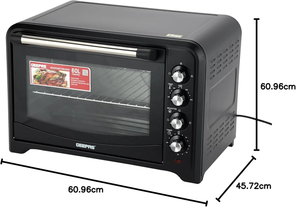 Geepas 2200W 60L Electric Oven with Rotisserie & Convection, Silver GO4401