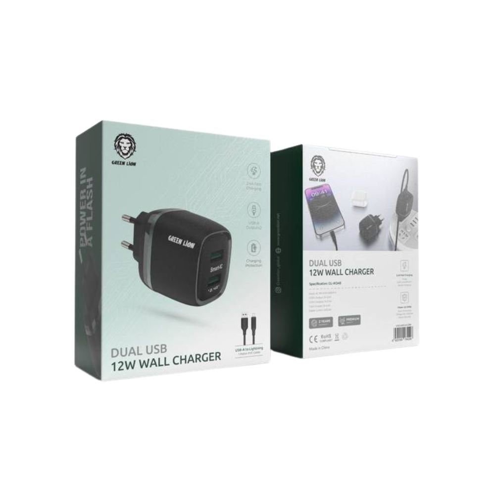 Green Lion 12W Dual USB Wall Charger + 1m Lightning Cable EU