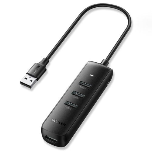 يوجرين USB Hub 4 منافذ بسرعة 5Gbps وكابل 0.25 متر - أسود