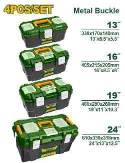 JADEVER 4-Piece Plastic Tool Box Set, 13-24 Inch - JDTB4104