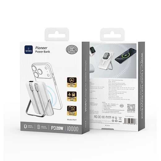 باور بانك WiWU Pioneer 10000mAh 15W شحن مغناطيسي