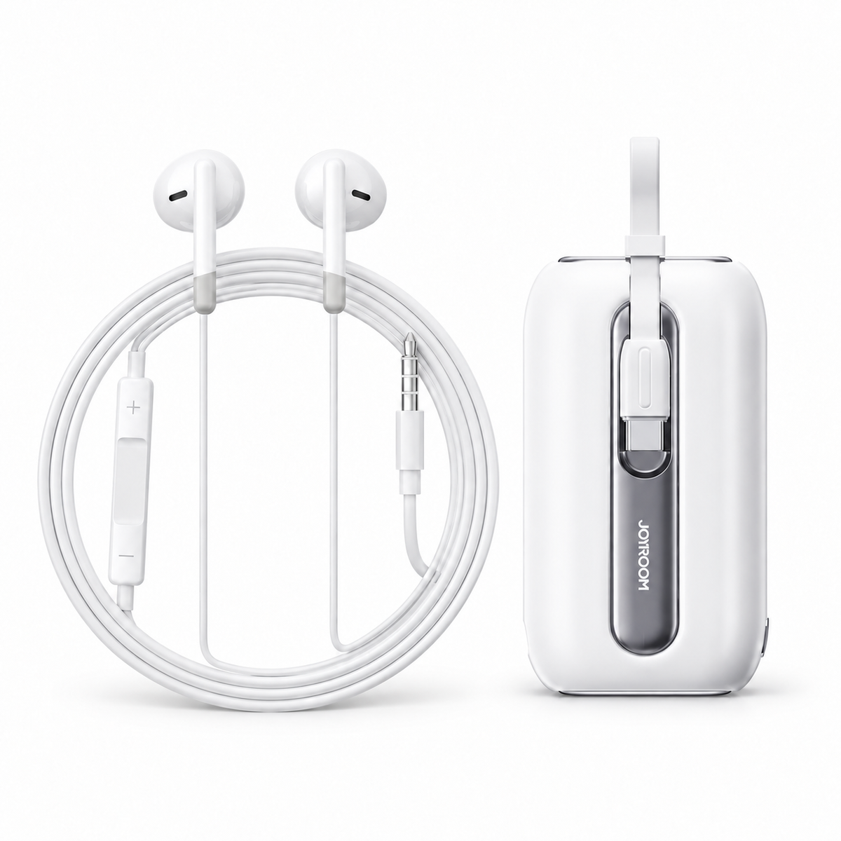 JOYROOM Essentials bundle with white JR-L012 power bank