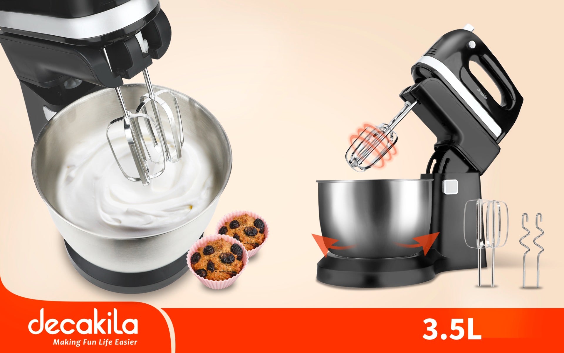 DekaKela 3.5L 250W Mixer with Dough Bowl (KEMX012B)