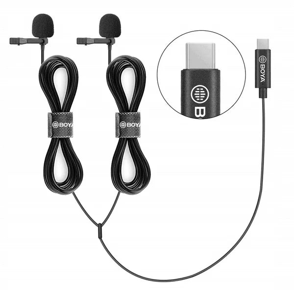 BOYA BY-M3D Dual Lavalier Mic – USB-C Interview Microphone