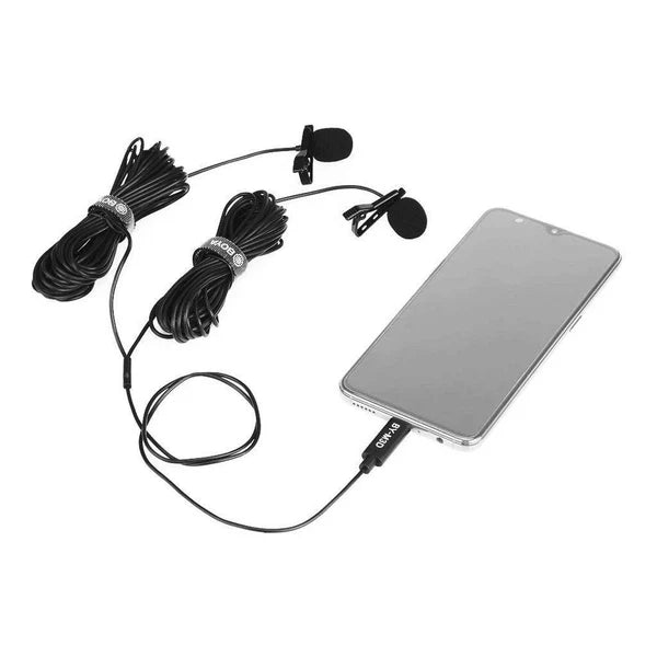 BOYA BY-M3D Dual Lavalier Mic – USB-C Interview Microphone