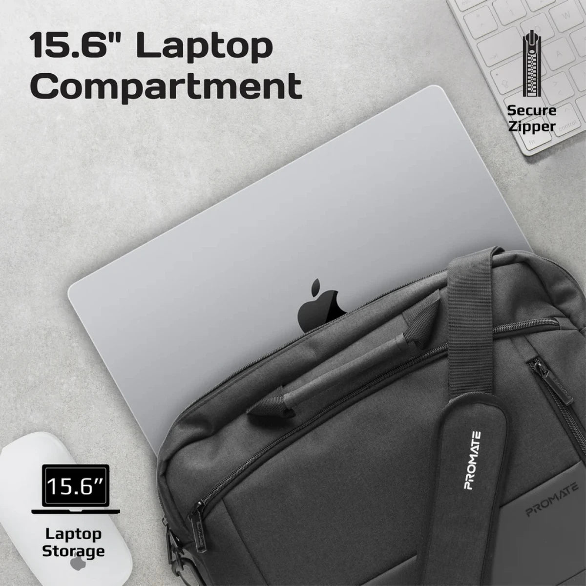 حقيبة لابتوب Promate Satchel-MB 15.6 بوصة - سوداء