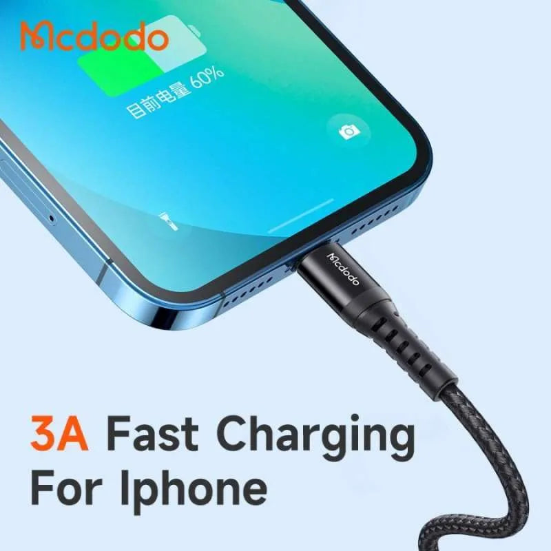 Mcdodo USB Lightning Data Charger Cable 18W 3M Fast Charging - Black